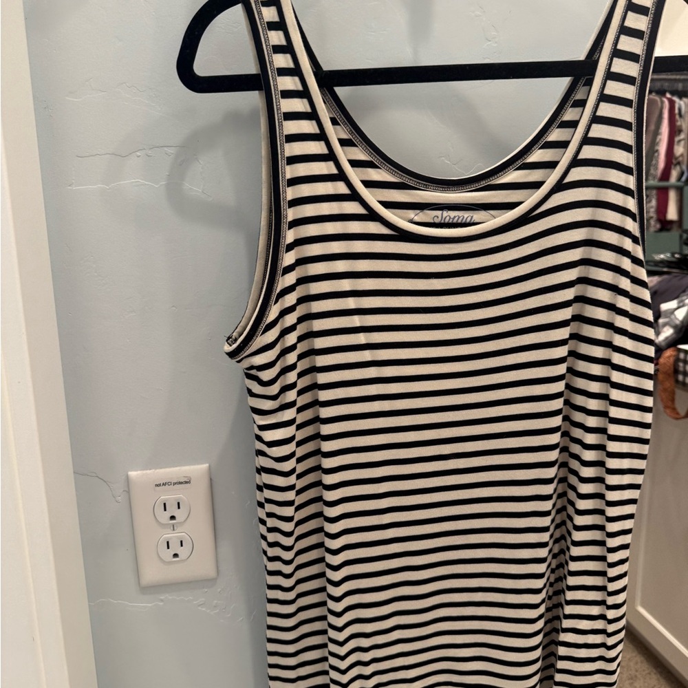 Soma Black and White Striped Tank Top